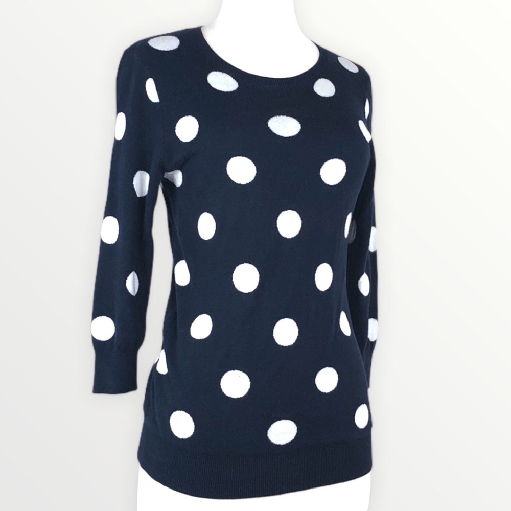 Black & White Polka-dot Sweater- XS & 3/4 Sleeve